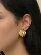 Round Rhinestone Clip-on Earrings