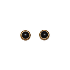 Matted Black Enamel Cabochon Clip-on Earrings