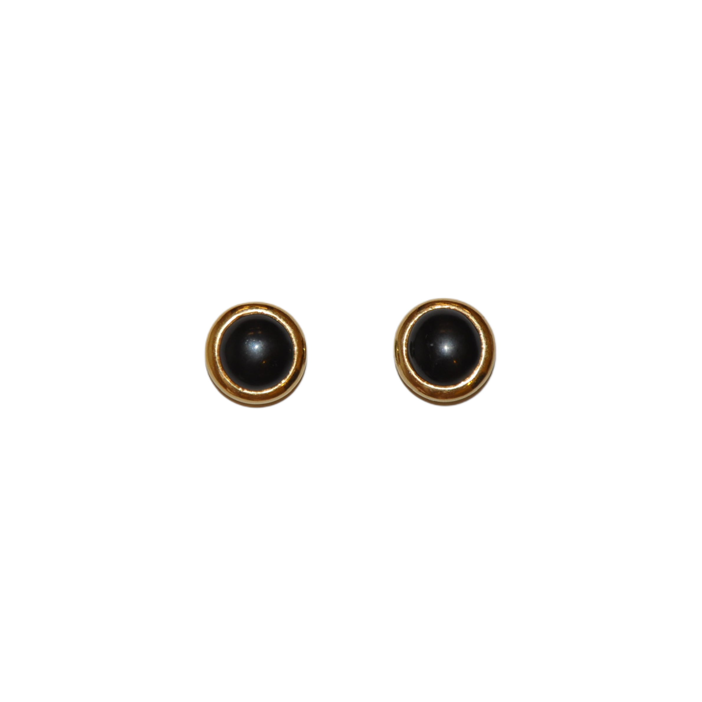 Matted Black Enamel Cabochon Clip-on Earrings
