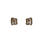 Ribbed Silver Square Clip-on Earrings