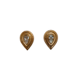 Ribbed Teardrop Rhinestone Clip-on Earrings
