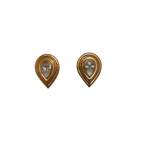 Ribbed Teardrop Rhinestone Clip-on Earrings