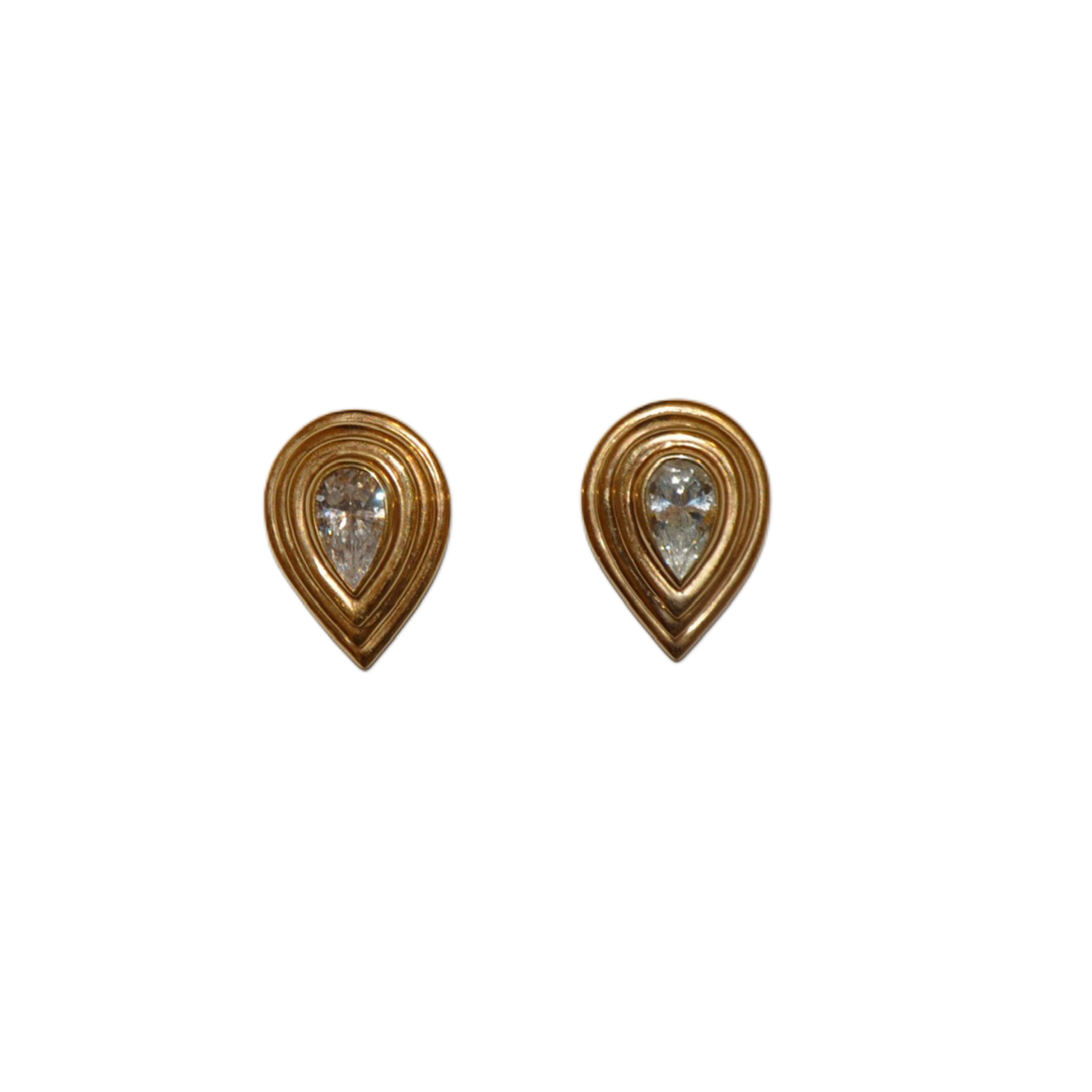 Ribbed Teardrop Rhinestone Clip-on Earrings