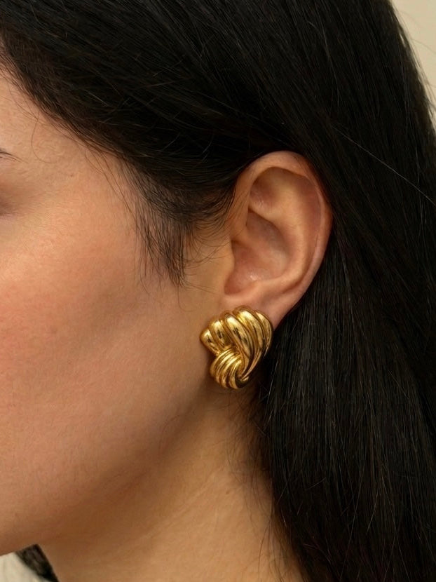 Ribbed Knot Clip-on Earrings