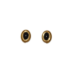 Black Cabochon Oval Clip-on Earrings
