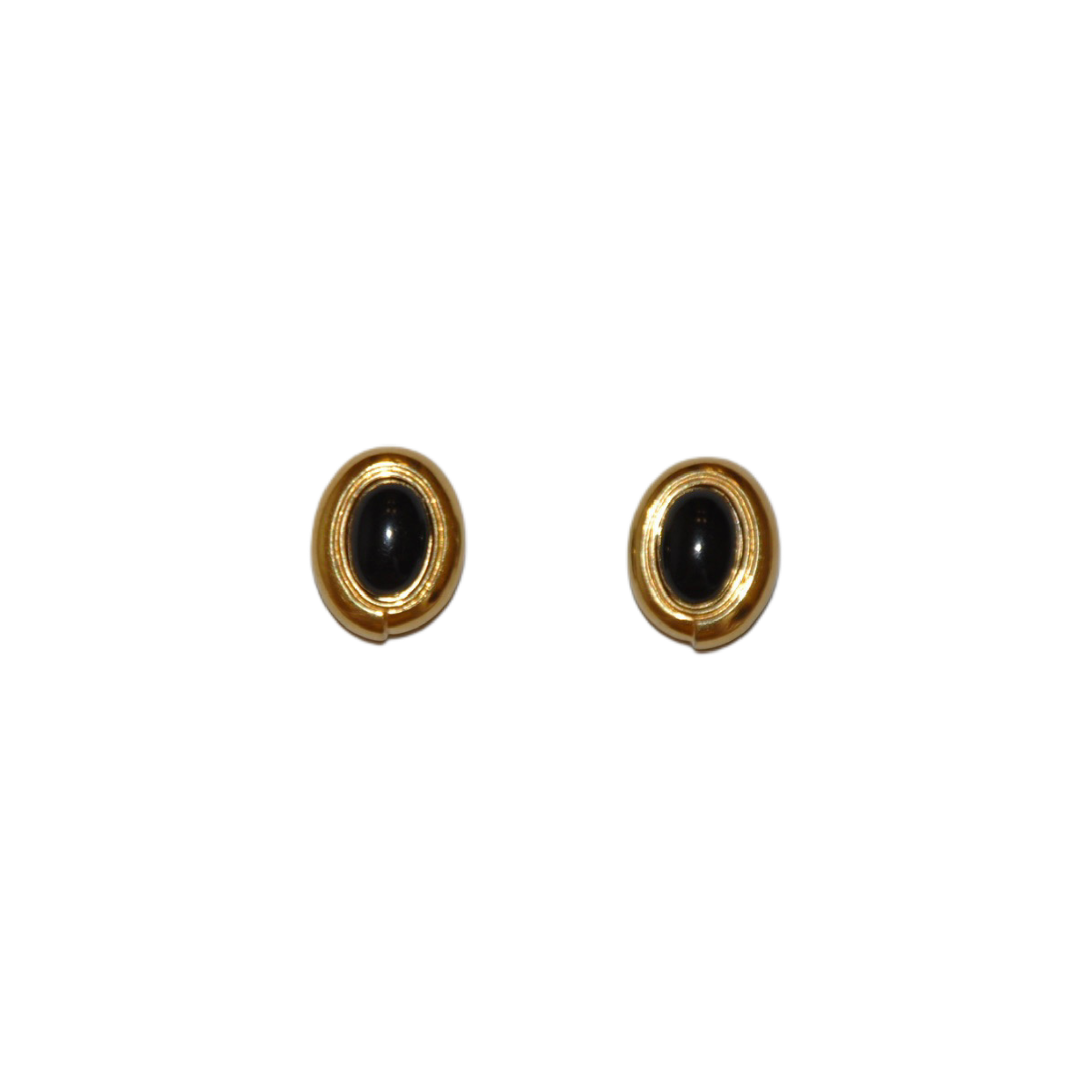 Black Cabochon Oval Clip-on Earrings