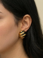 Black Enamel Swirl Clip Earrings