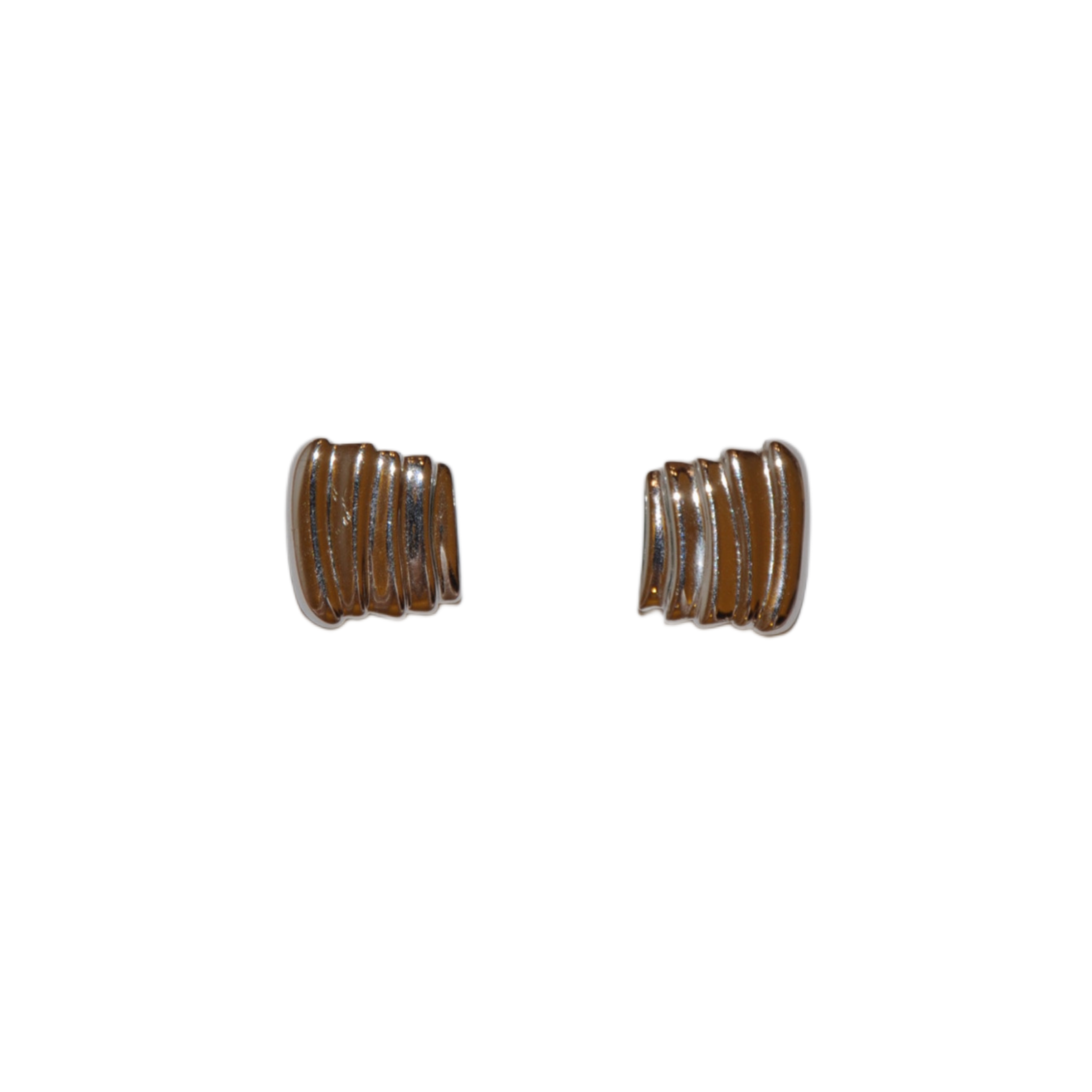 Ribbed Silver Square Clip-on Earrings