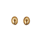 Black Cabochon Oval Clip-on Earrings
