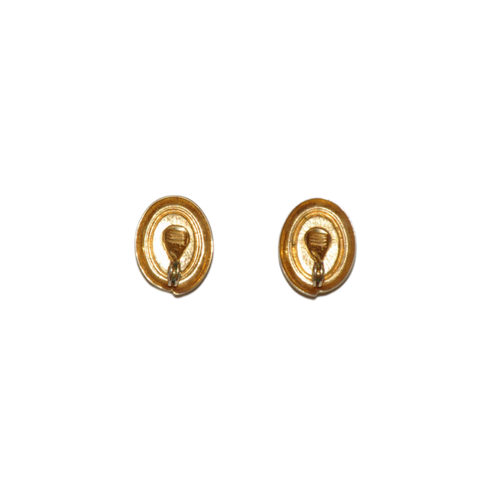 Black Cabochon Oval Clip-on Earrings