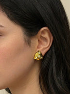 Triangular Rhinestone Clip-on Earrings