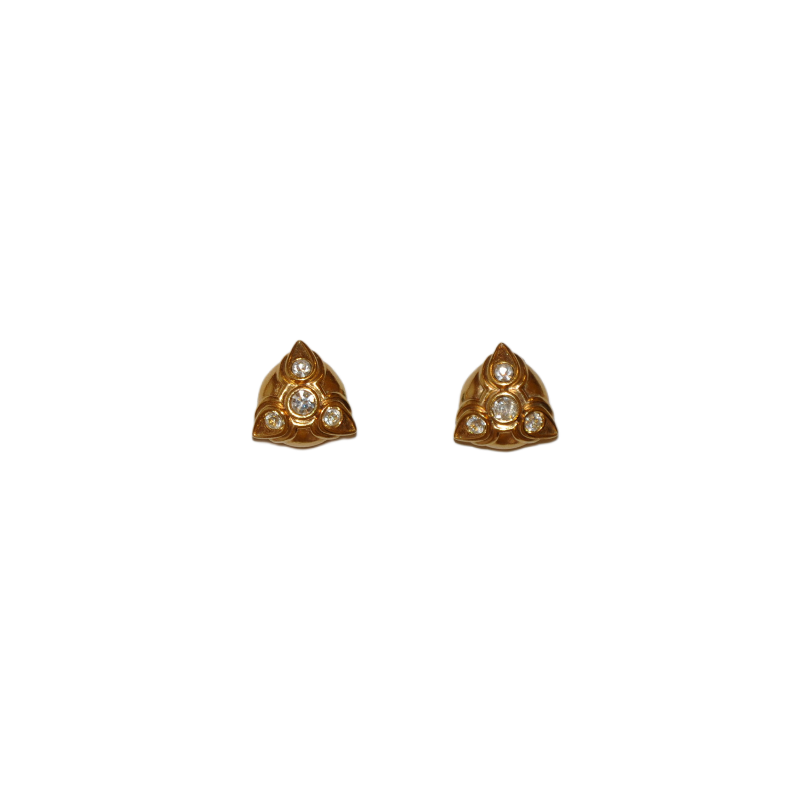 Triangular Rhinestone Clip-on Earrings
