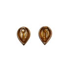 Ribbed Teardrop Rhinestone Clip-on Earrings