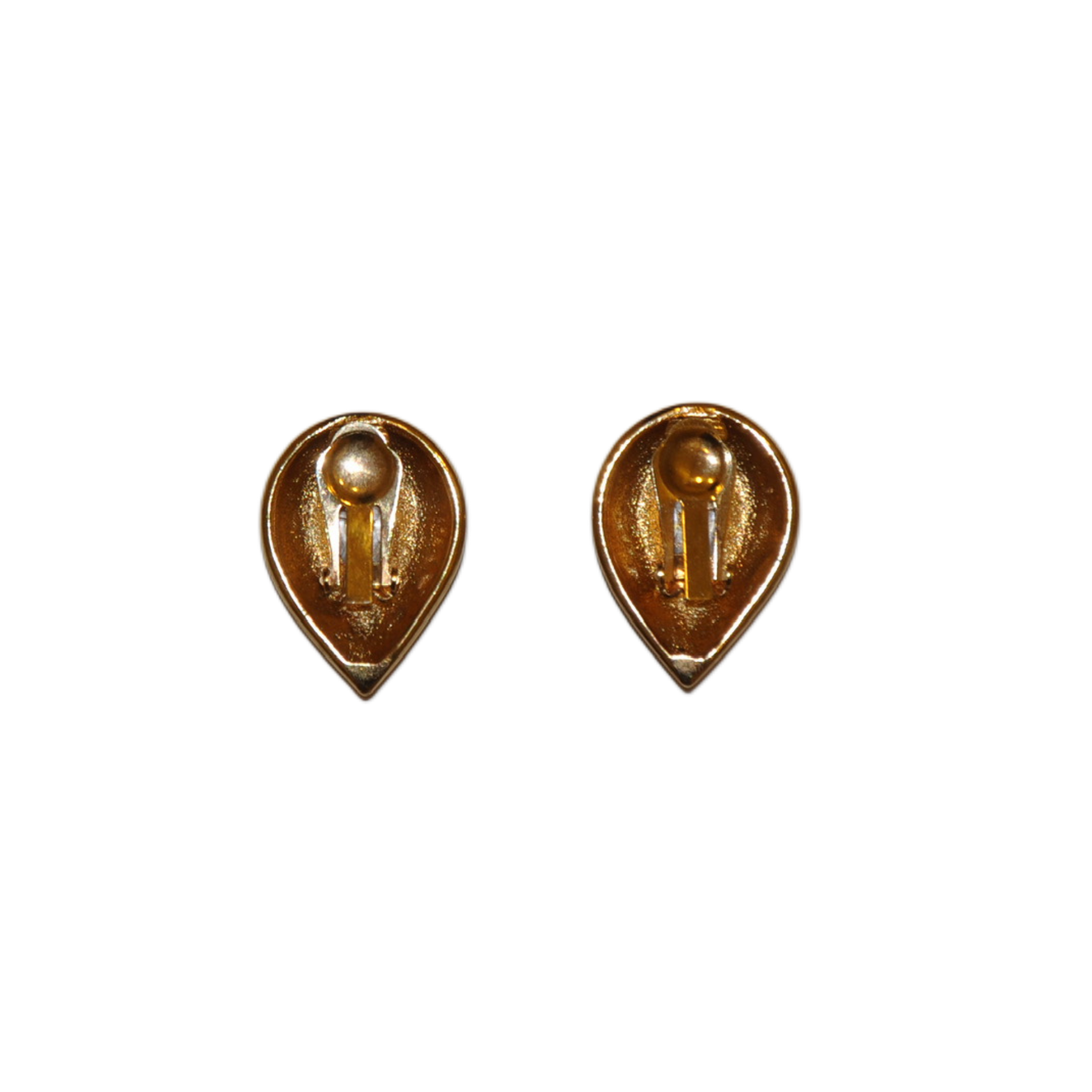 Ribbed Teardrop Rhinestone Clip-on Earrings